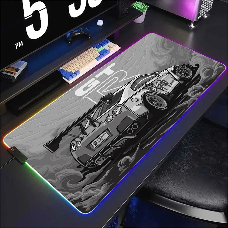 Hot Sell Sports Car RGB Mouse Pad XXL Gaming Accessories Office Gamer Keyboard Desk Mat Non-Slip Laptop Large Anime GTR Mousepad