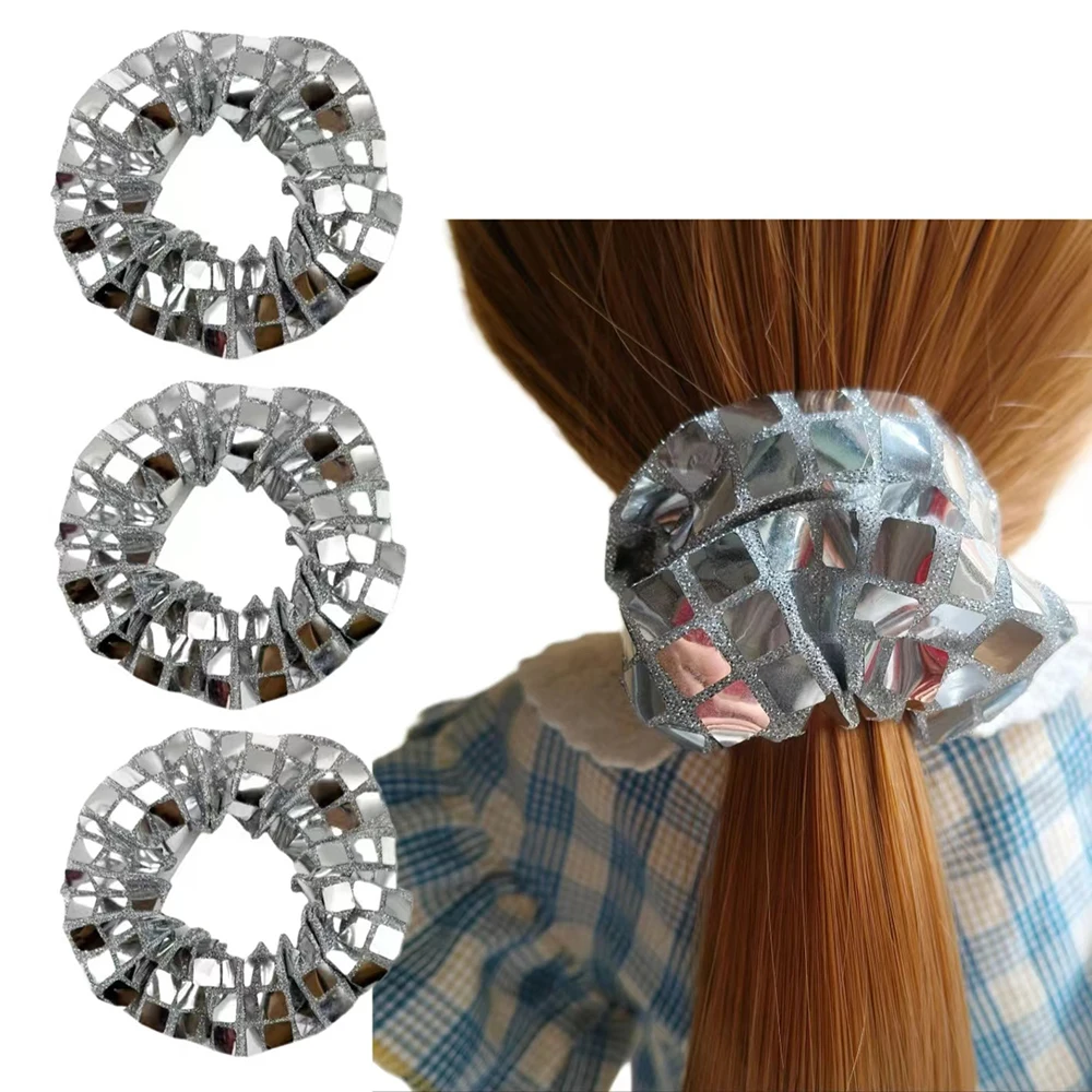 Fashionable Women Girls Elastic Hair Bands Temperament Square Sequins Scrunchies Ponytail Holder Tie Hair Accessory Props Gift