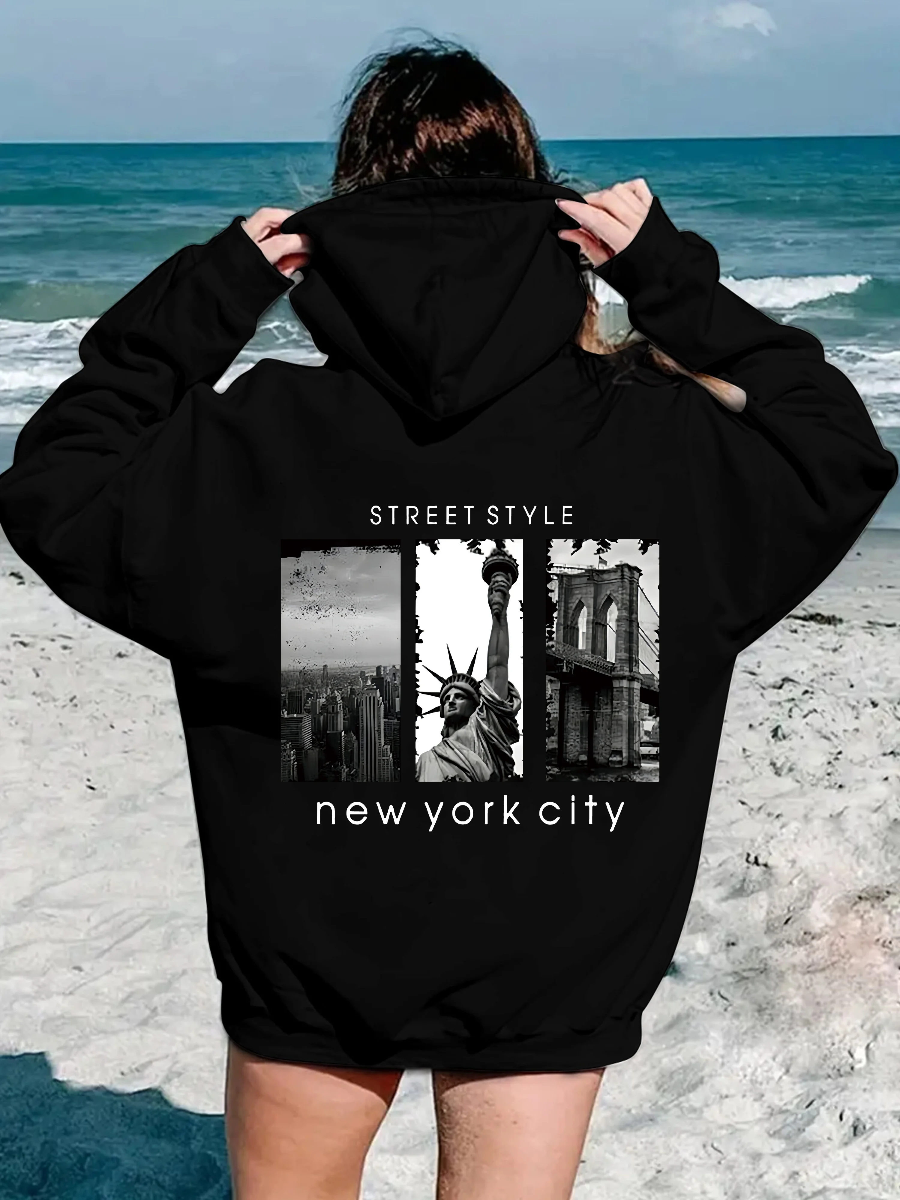 

Landmark Architectural Graphic Printing Autumn and Winter Pure Cotton Men's and Women's Hoodies Casual Outdoor Street Sports