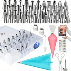 74pcs/set Icing Piping Bags and Tips Set-Cookie,48 numbered cake frosted flower mouth decorations,Reusable Cream Pastry Bag