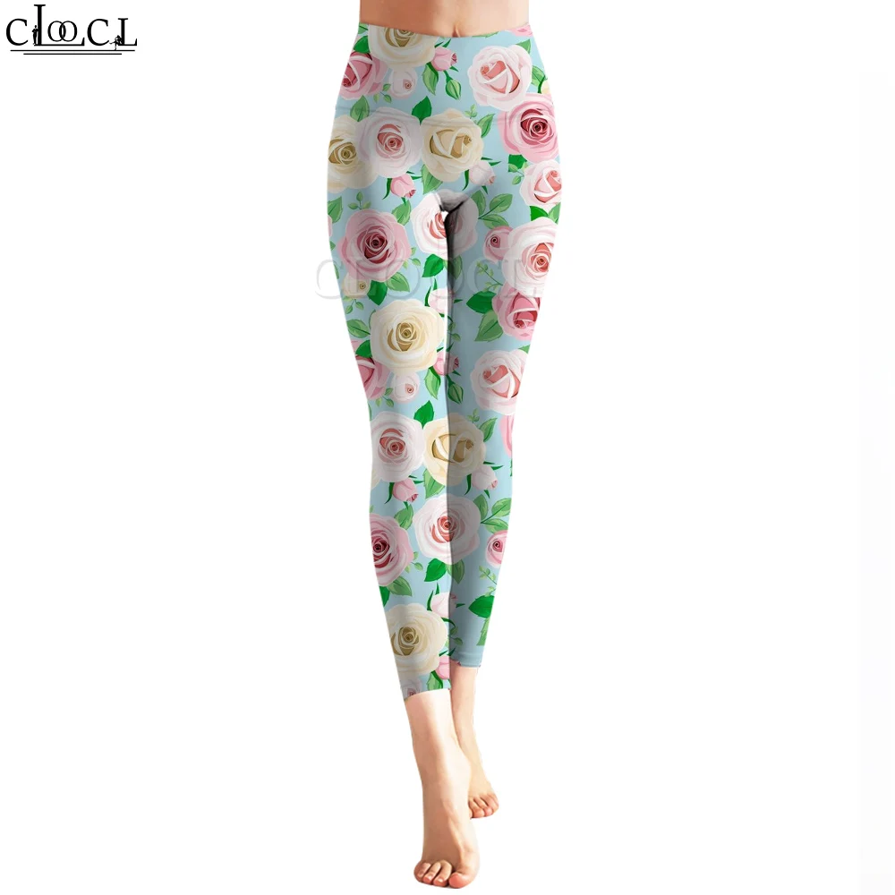 CLOOCL Trendy Women Legging Faith In Love Rose Pattern 3D Printed Trousers High Waist Stretch Sports Legging Girls Birthday Gift