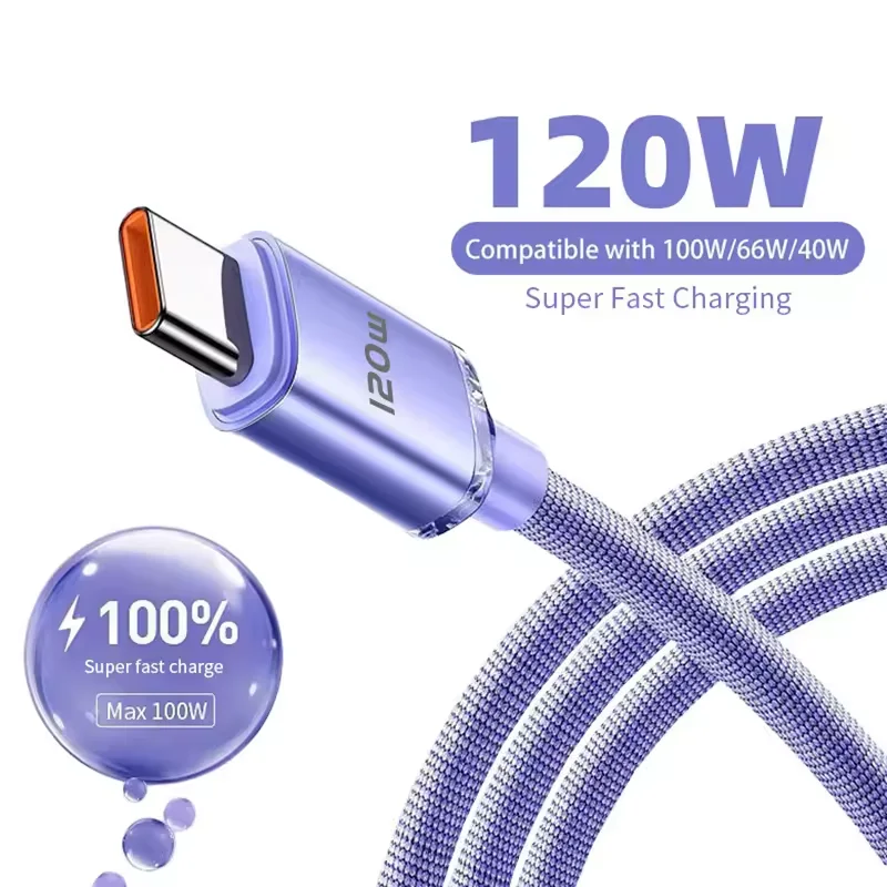 120 W USB Typ C Kabel Typ C auf Typ C 6 A Schnellladekabel USB C Schnellladekabel für elektronische Smart-Geräte vom Typ C