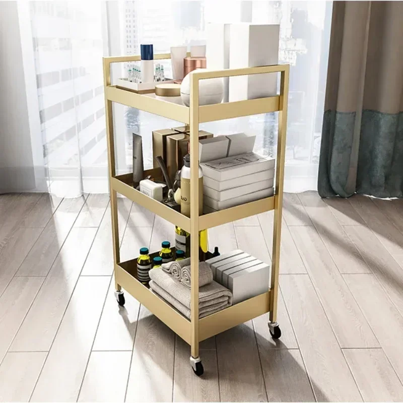 Gold Organizer Cart Multi-Layer Tool Trolley Living Room Snack Storage Solid Load-Bearing Cosmetic Trolley