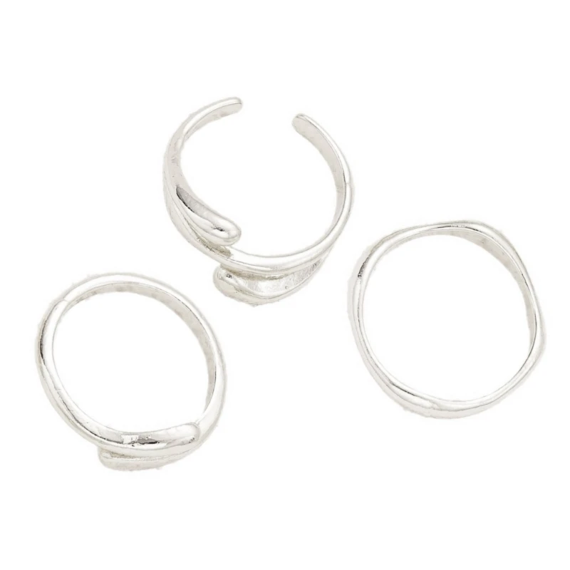 Trendy 3pcs Irregular Textured Rings Versatile and Luxurious Portable Jewelry Accessory for Personal Expression C1FC