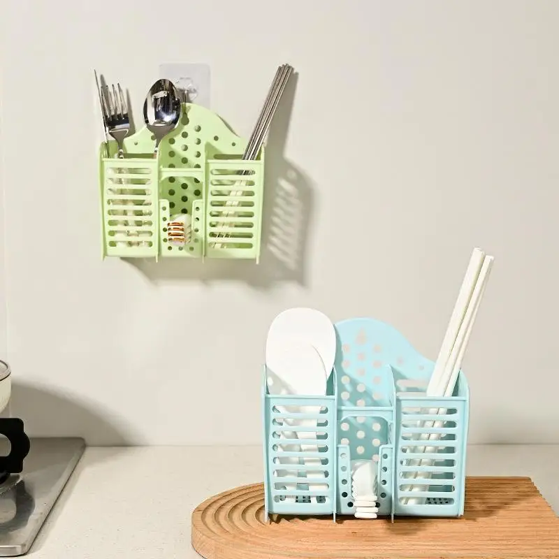 ~Multifunctional 3 Slot Plastic Chopstick Cage Hollow Drain Utensil Rack Chopsticks Drain Tubular For Kitchen And Dining Table