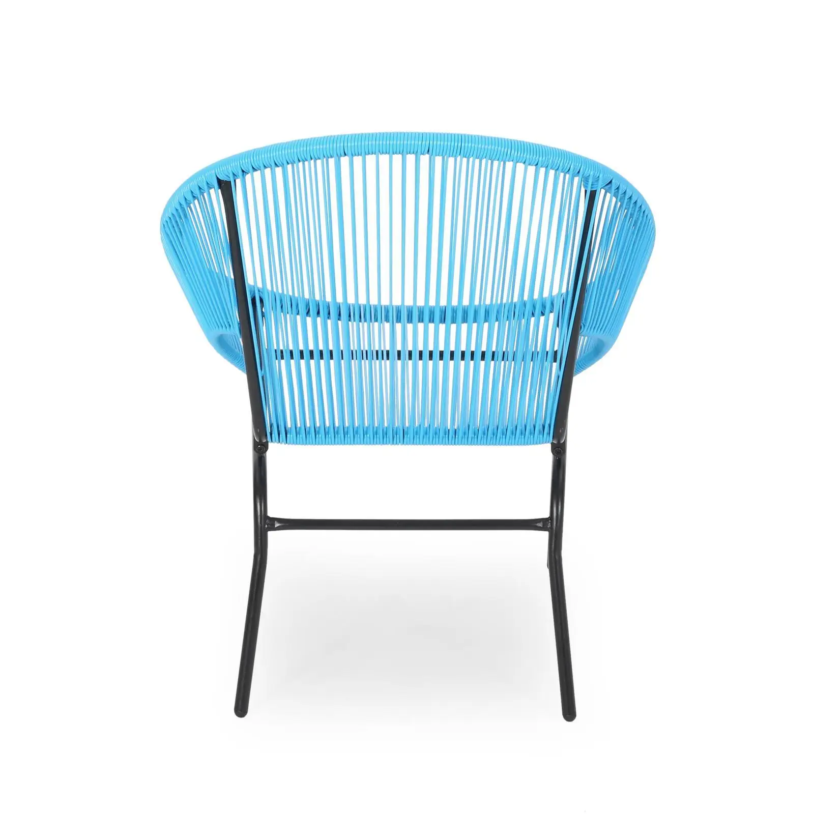 

Modern Style Living Room Accent Chair Blue Woven Rope Patio Seating for Balcony Decor