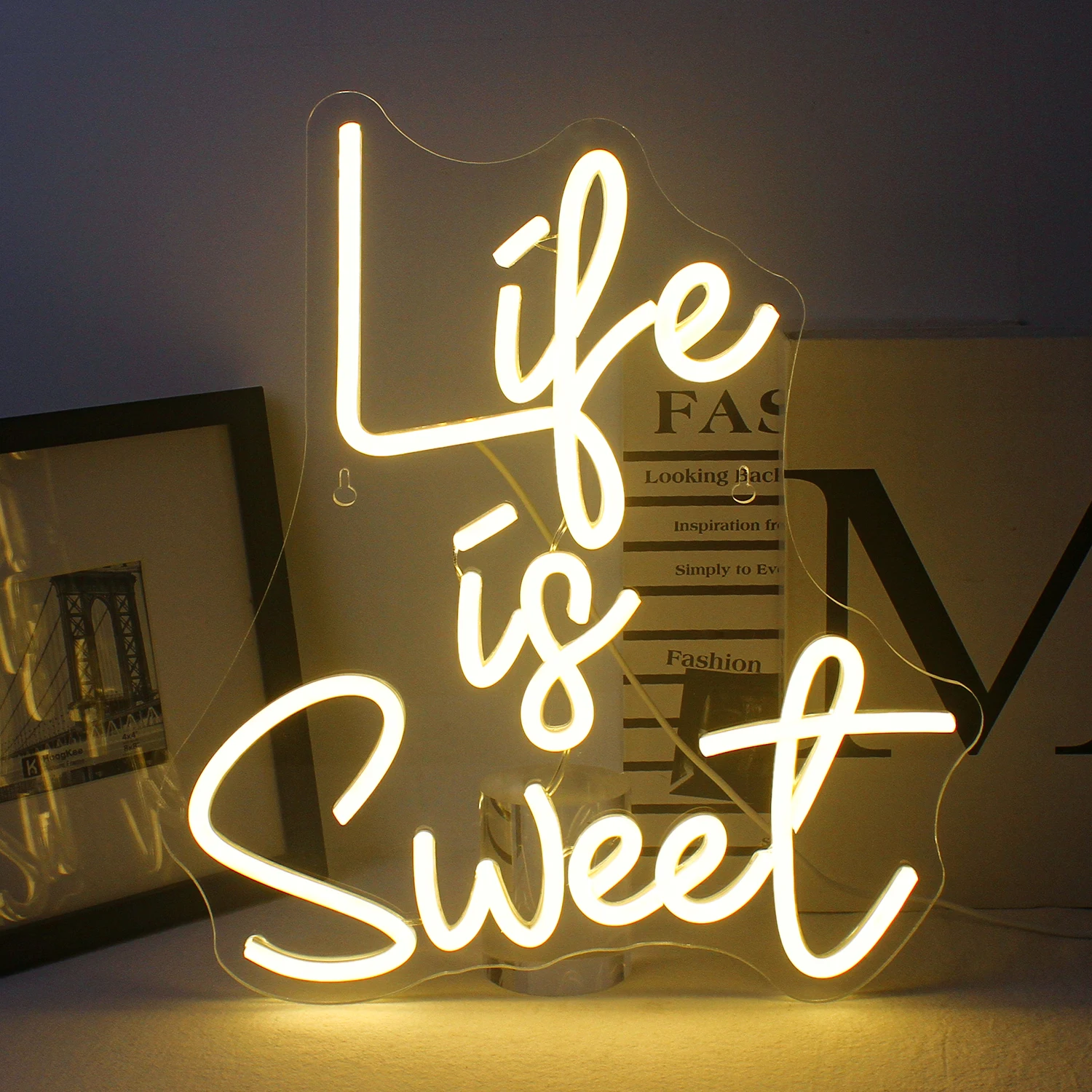 Life is Sweet Neon Sign Words Led Sign Party Neon Light with USB Powered Warm White Neon for Wall Decor Bedroom Living Room Neon