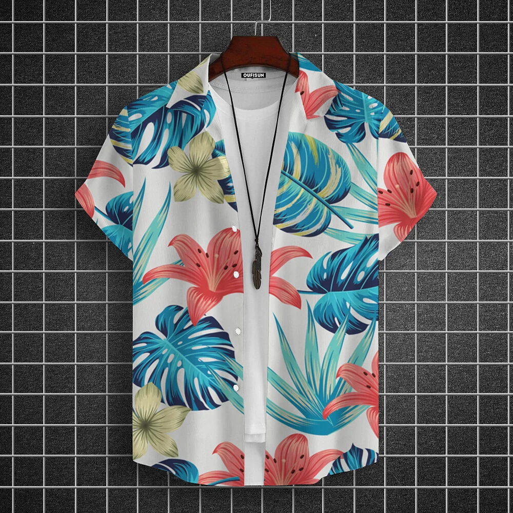 

Summer Hawaiian Leaf 3D Print Shirts Men Women Fashion Shirt Casual Vintage Streetwear Short Sleeve Shirt Blouse Man Clothing