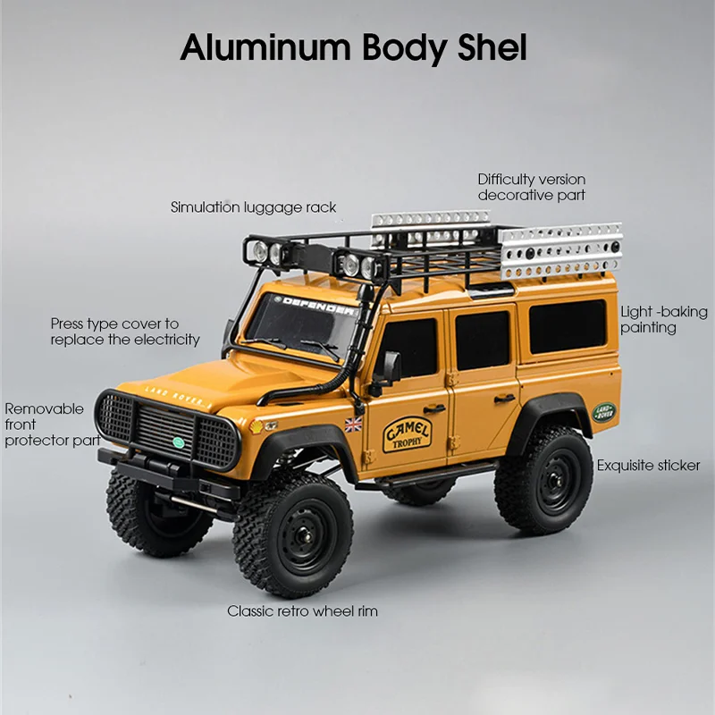 MN MN111 D110 2.4G Rc Car RTR Version 1/18 4WD Climbing Car 180 Motor LED Light Portal Axle Metal Body Shell Children Toy Gift