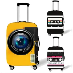 Camera Vintage Cassette Magnetic MusicTape Print Luggage Protective Covers Elastic Anti-dust Suitcase Cover Travel Accessories