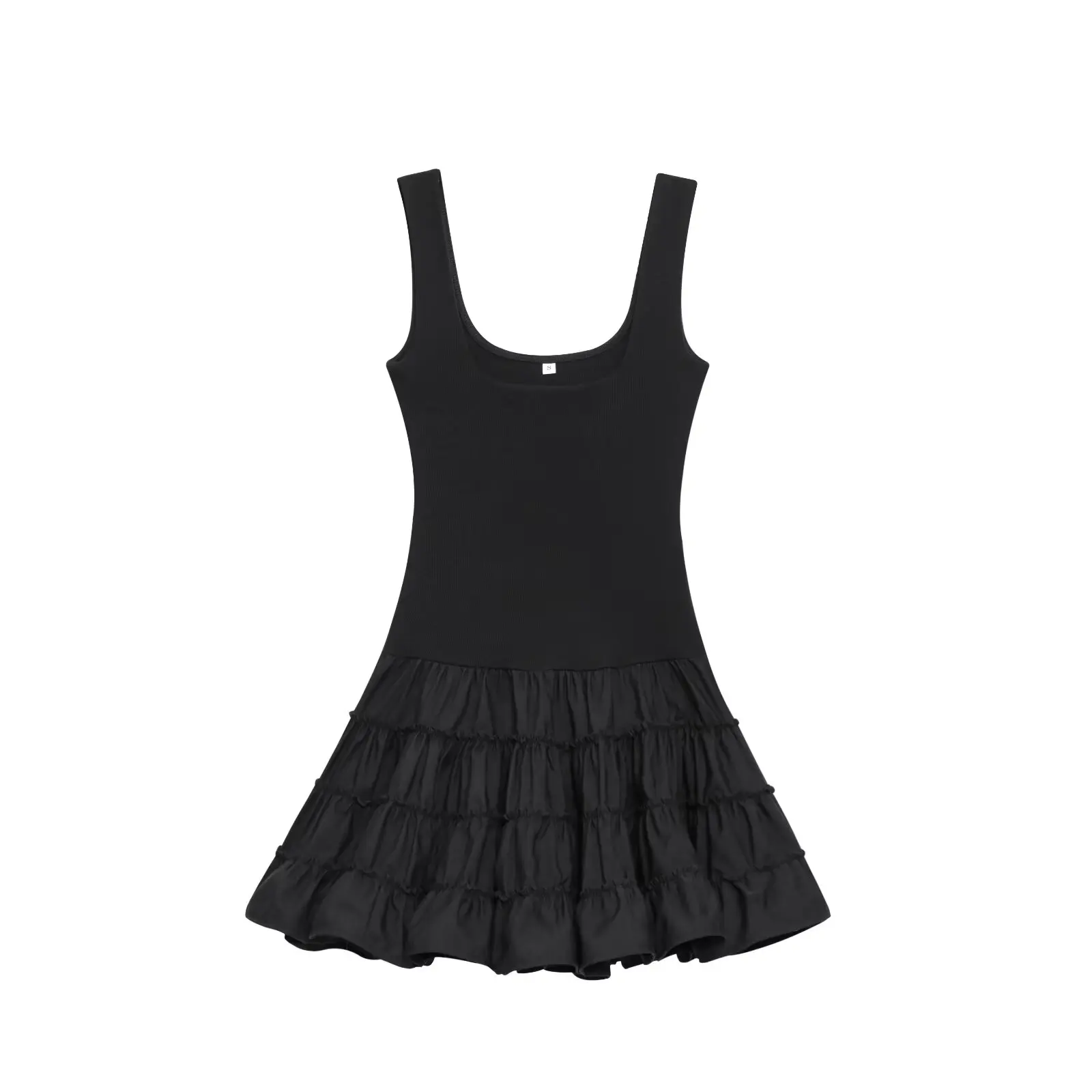 Vestido F Casual de Poliéster com Design Moderno em Patchwork e Alças, Estilo Solto, Novo Lançamento de Outono