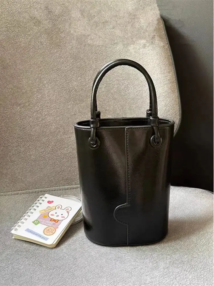 Office Lady PU Elegant Red Shoulder Bags Women Bucket Bag Fashion Commuter Solid Color Tote Bag Classic Bolsos All-match