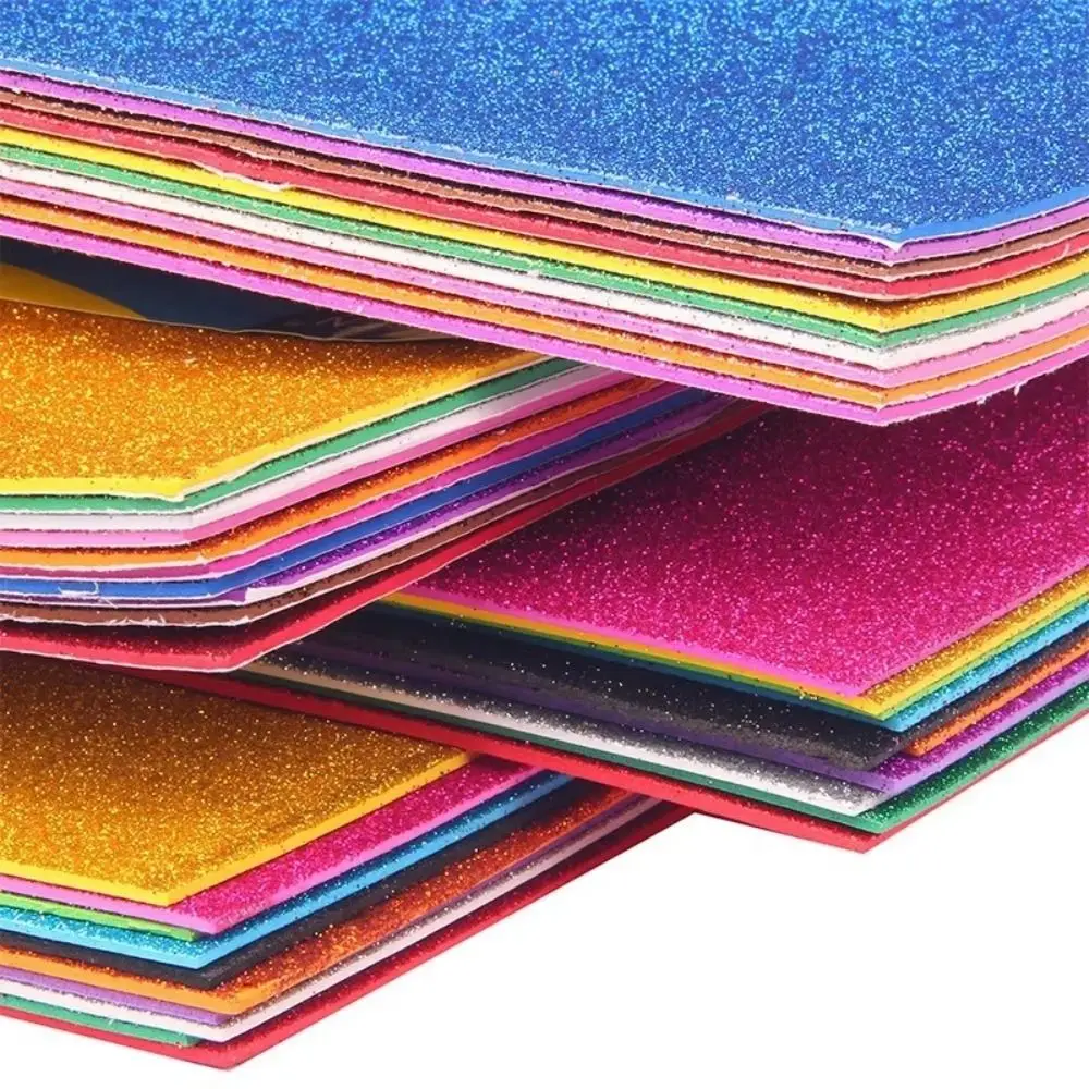 New Self-adhesive Glitter Foam Paper EVA A4 Handmade Paper Flash Colorful Sparkles Paper