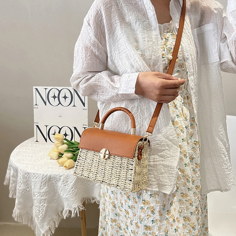 Trendy Designer Woven Handbags and Purses Women Shoulder Crossbody Bags 2023 New Beach Straw Messenger Bags High Quality