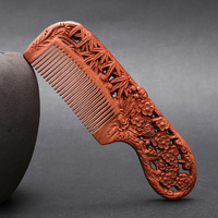 Natural Wood Comb Anti-static Fine Tooth Double Sided Carving Head Scalp Massage Comb for Long Short Straight Curly Hair