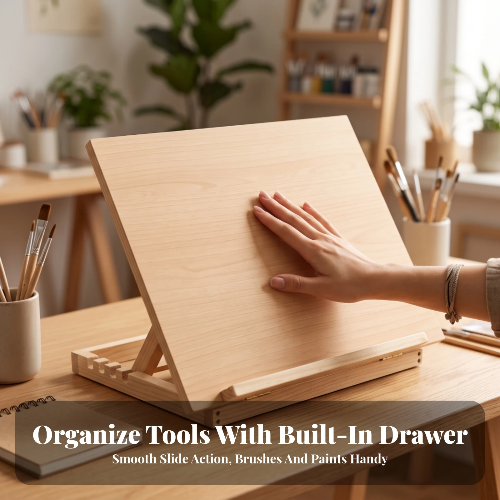 Tabletop Easel with Adjustable Frame Portable Foldable Wooden Easel Display Stand Long-Lasting Versatile for Artists, Desk
