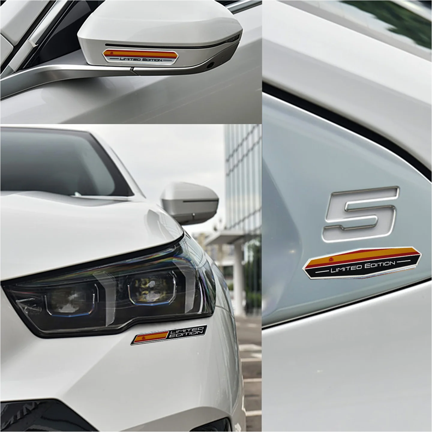 Limited Edition Spanish Flag Emblem Aluminum Sticker for Car Motorcycle Universal Decorative Body Outline Decal