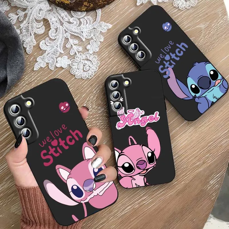 

Disney Angel Stitch Cartoon For Samsung Galaxy S25 S24 S23 S22 S21 S20 S10 S10e S9 Ultra PLus Lite FE 4G 5G Black Phone Case