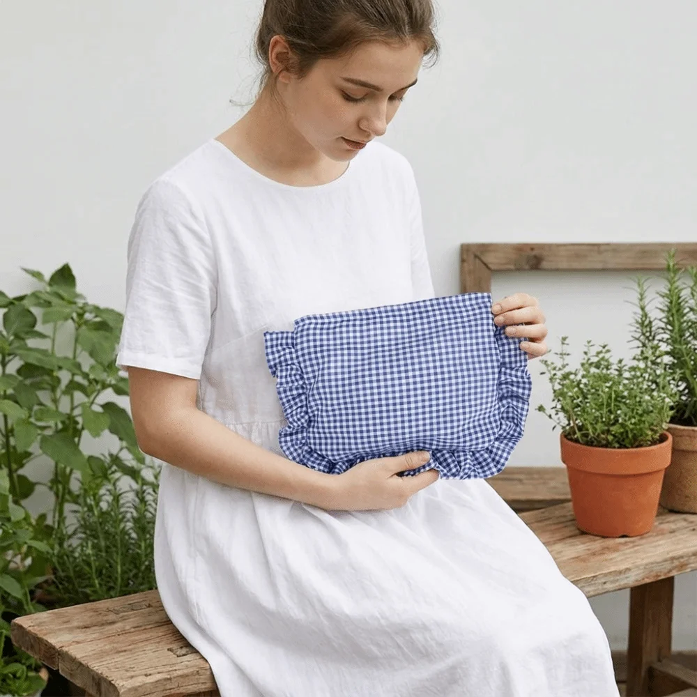 Portable Ruffle Plaid Makeup Bag Zipper Cloth Nylon Cosmetic Bag Korean Style Multifunctional Travel Storage Bag Travel