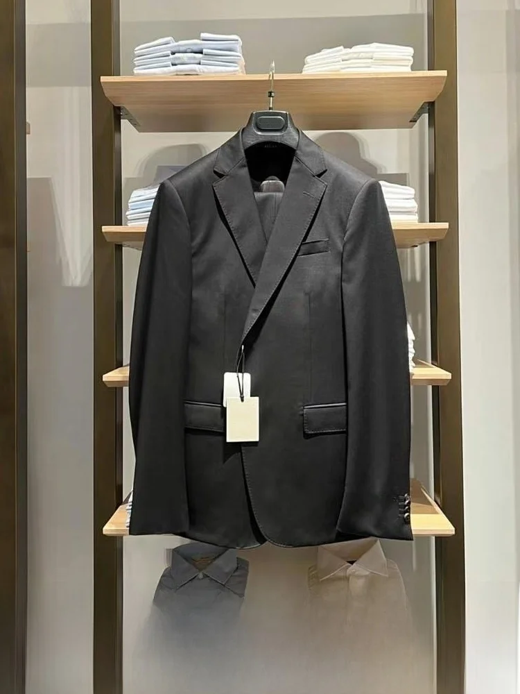 

Мужской деловой повседневный приталенный костюм из смесовой шерсти, комплект брюк, только 2 комплекта, тысяча уровней, 20 предметов, молодежный тренд, осенняя подставка