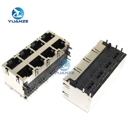 1PCS 8-port RJ45 8P8C female jack/socket connector 2*4 steel shielded network module with poppet without light 2X4network module