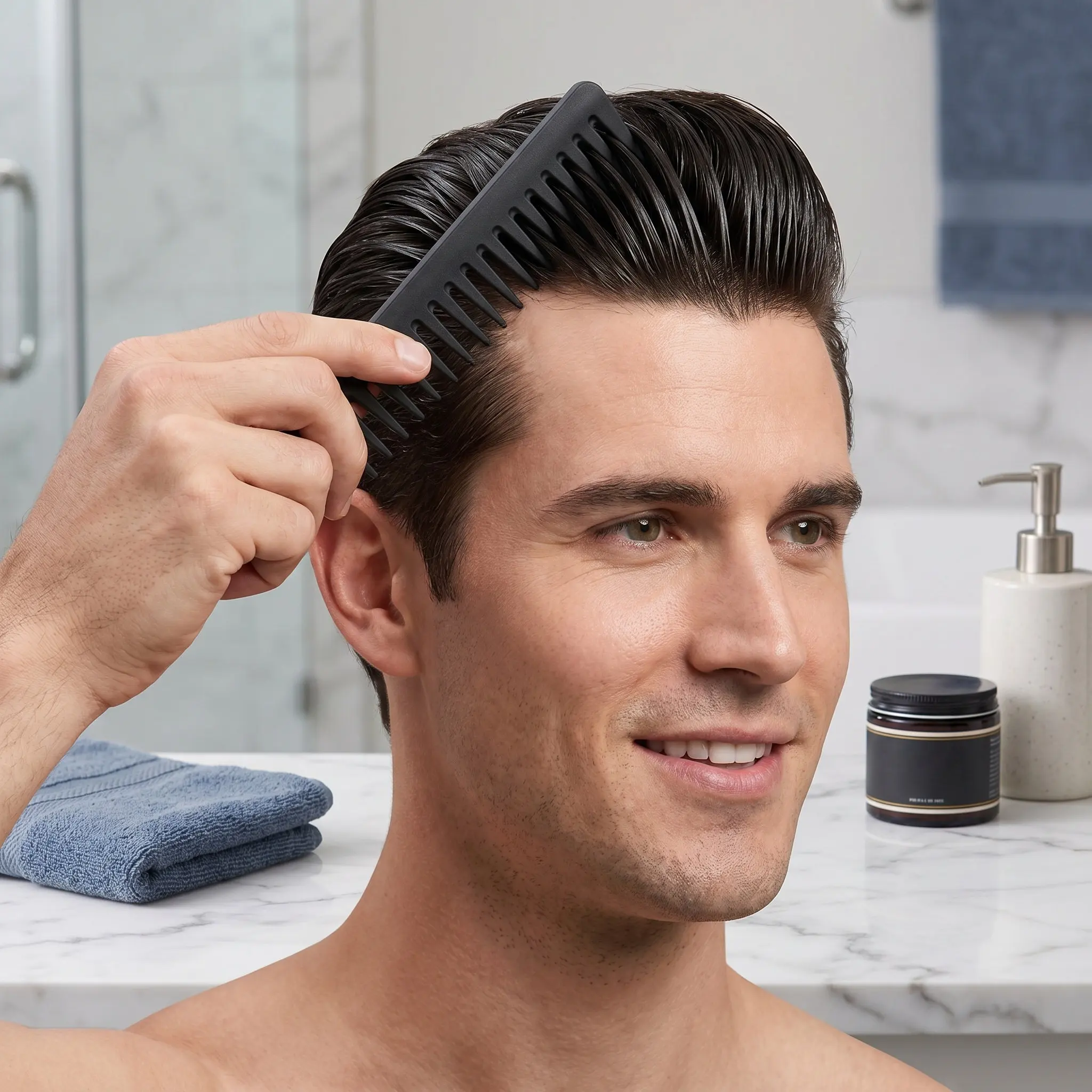 Vintage Oil Back Hair Comb Wide Tooth Design Slicked-Back Styling Comb for Men Promotes Circulation Detangles Without Damage