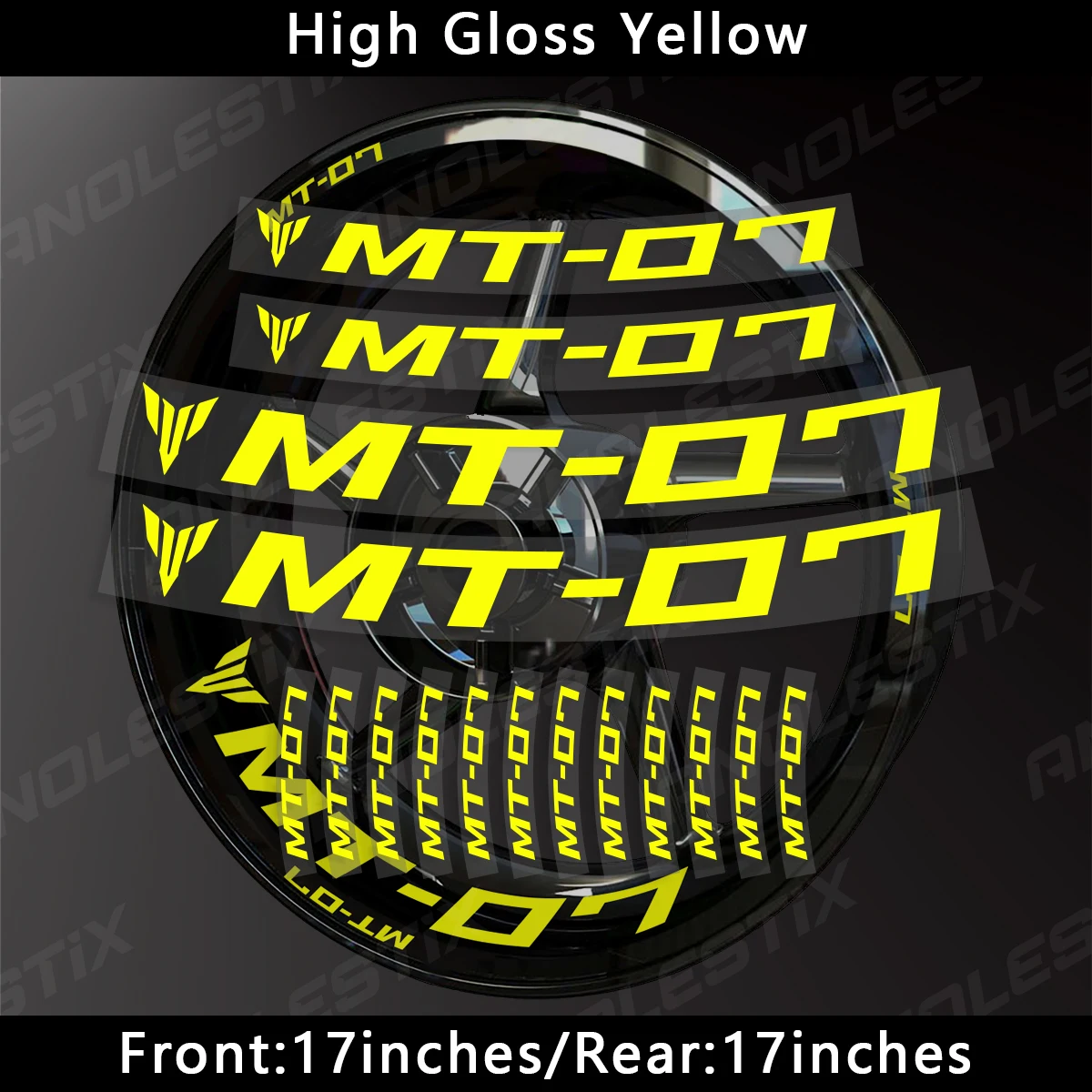 AnoleStix Reflective Motorcycle Wheel Sticker Hub Decal Rim Stripe Tape For YAMAHA MT-07 MT07