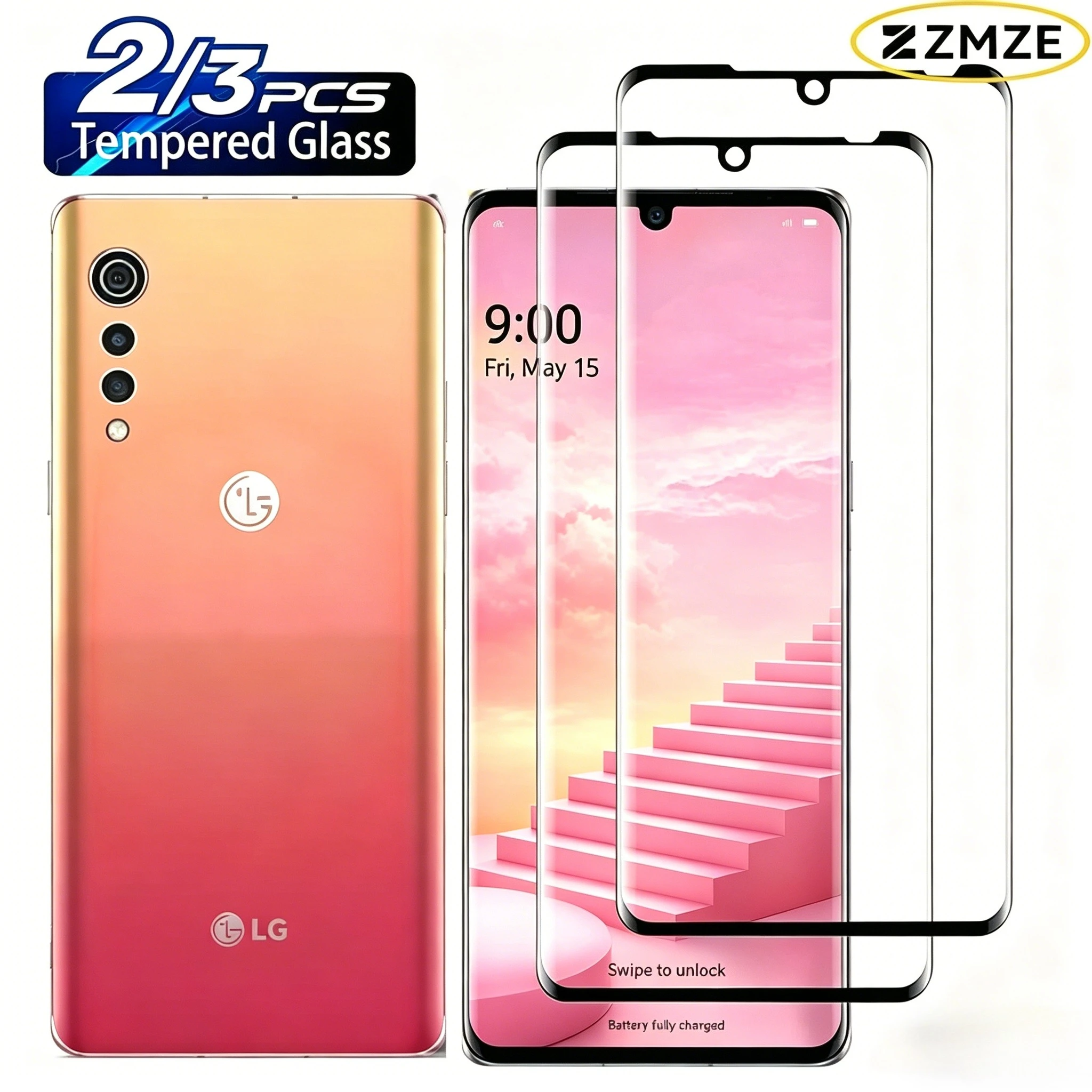 Protector de pantalla de vidrio templado 3D para LG Velvet HD, película templada antiarañazos para LG Velvet 5G UW, 2/3 Uds.