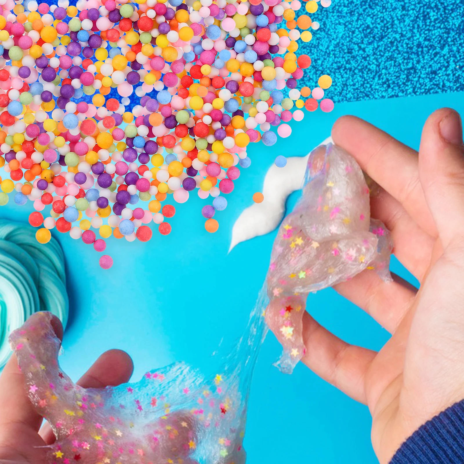 Boules de particules de mousse, paquet de 2G, accessoires colorés légers et robustes, projets artisanaux, Pigments de cristal en résine, transparents, Non toxiques, solides