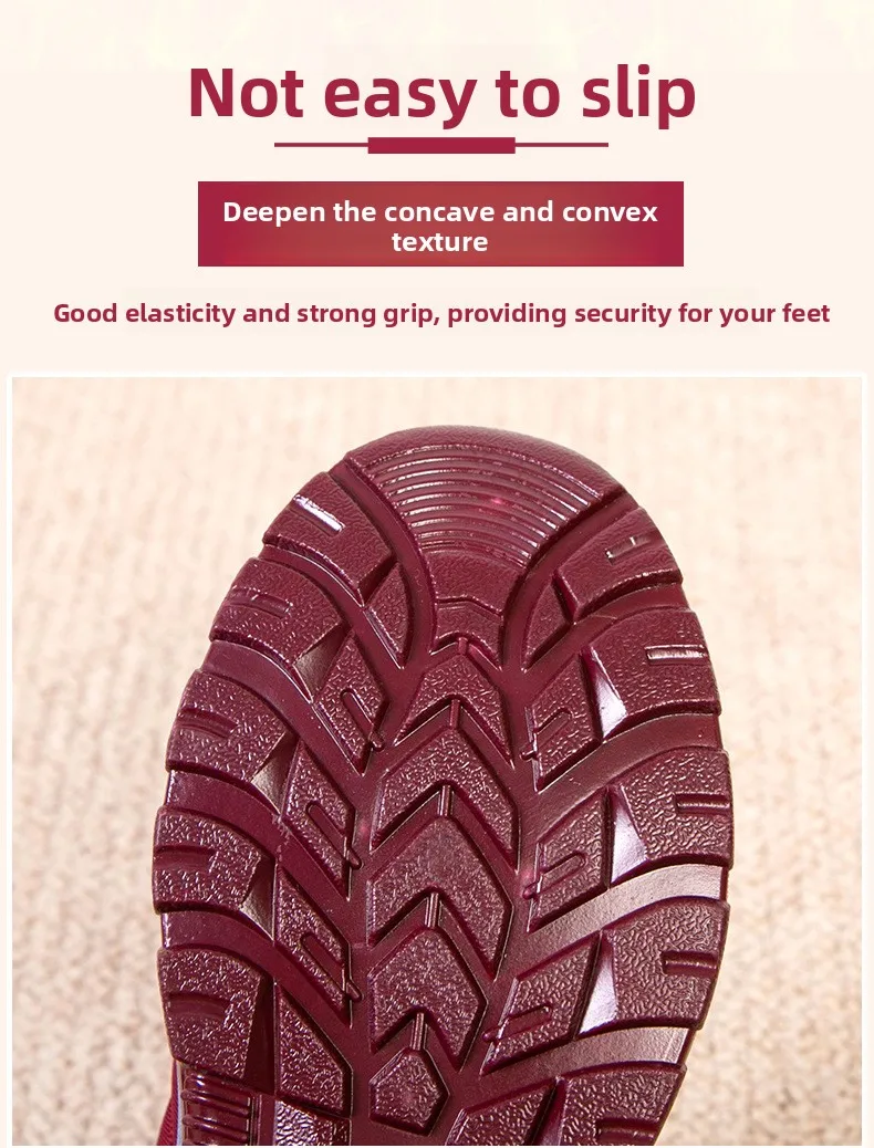 Damen Winter Fleece-gefütterte Slip-On Schneestiefel Wasserdichter Stoff Rutschfeste Robuste Sohle Warme Knöchelhohe Outdoor-Wanderstiefel – Detail 6