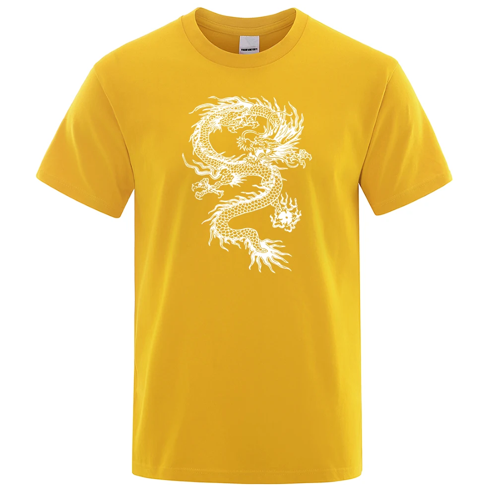 Chinesischen Stil Weiß Drachen Männer T-shirts Mode Atmungs T Shirts Lose Baumwolle T Kleidung Hohe Qualität Marke Männlichen T-Shirt