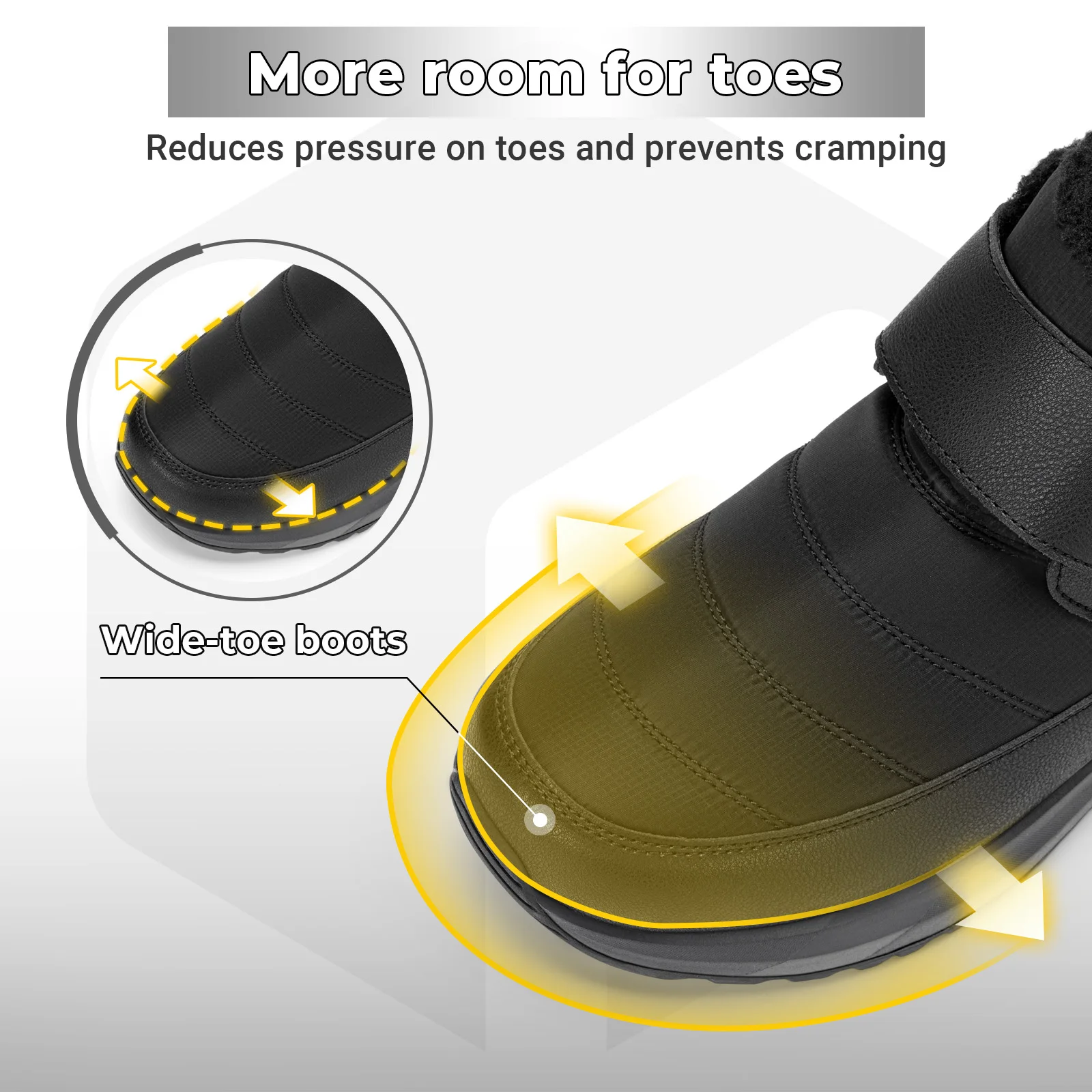 Fittington أحذية الكاحل الثلوج للرجال الشتاء الفراء بطانة مقاوم للماء أحذية واسعة للغاية في الهواء الطلق سميكة الأحذية الراحة الأحذية