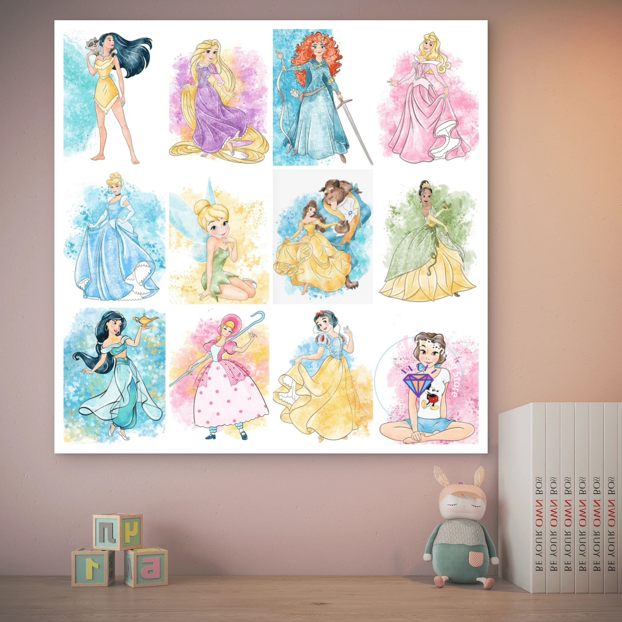 

Tinker Bell Beauty and the Beast AB Diamond Painting Kit 5D DIY Diamond Embroidery Handmade Art Gift Crafts Home Decoration