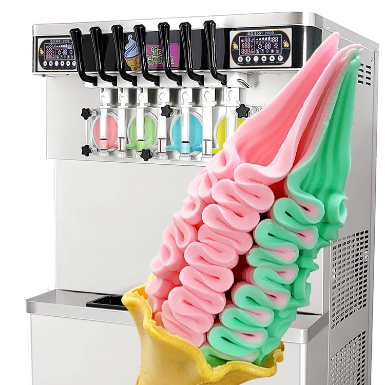Floor Over Night Keep Fresh Free Wash 7 Flavors Serve Ice Cream Machine Soft Automatic Ice Cream Machine