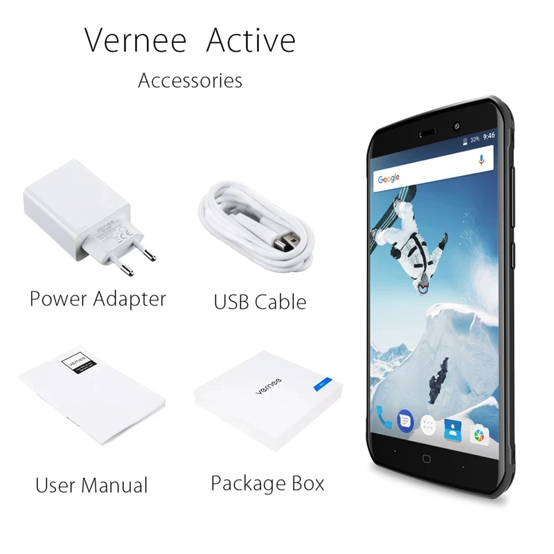 هاتف Vernee Active V1 NFC IP68 الذكي 5.5 بوصة أندرويد 7.0 MTK6757 ثماني النواة 4GB RAM 64GB ROM 13.0MP مقاوم للماء 4G هاتف محمول