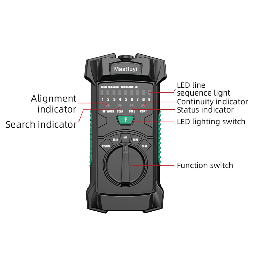 Imagem -03 - Rastreador de Fio Multifuncional Mastfuyi Localizador de Cabo Testador de Cabo Localizador de Linha de Rede Digital Lcd Verificador de Fio Poe Teste de Fio