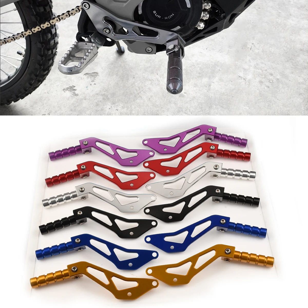 

For SURRON Sur-Ron Light Bee X For Segway X160 X260 Motorcycle Rear Passenger Foot Peg Rests Pedal Peg Bracket Off-Road Electric