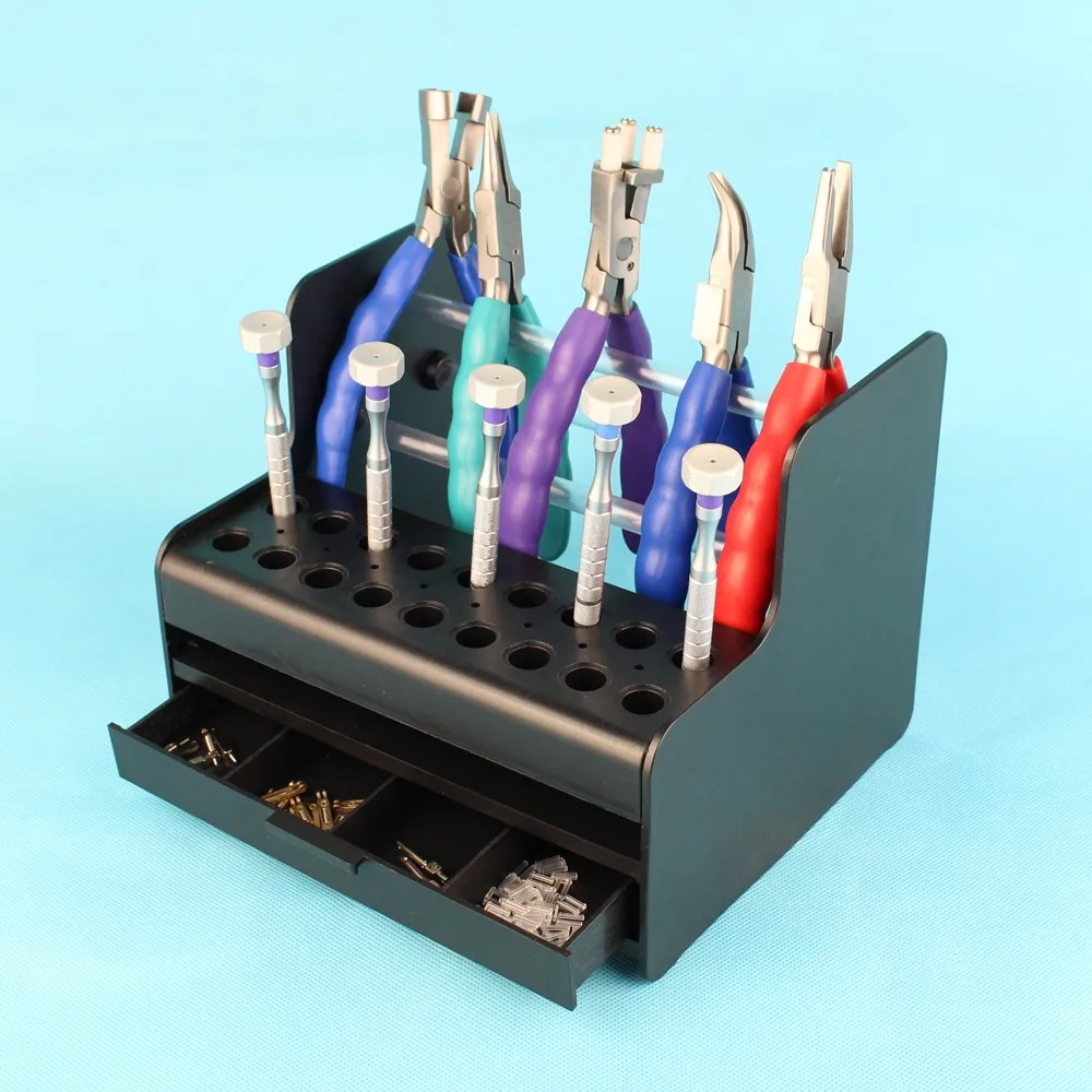 Plastic Glasses Tool Stand Screwdriver Pliers Stand Rack Holder Screws Nose Pads Case Box For Optical Repair