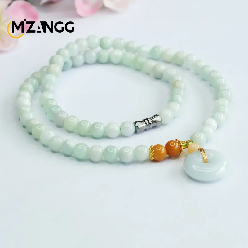 Natural Jadeite Peace Button Pendant Round Bead Bracelet Donut Earrings Beautiful Women's Jade Necklace Exquisite Luxury Jewelry