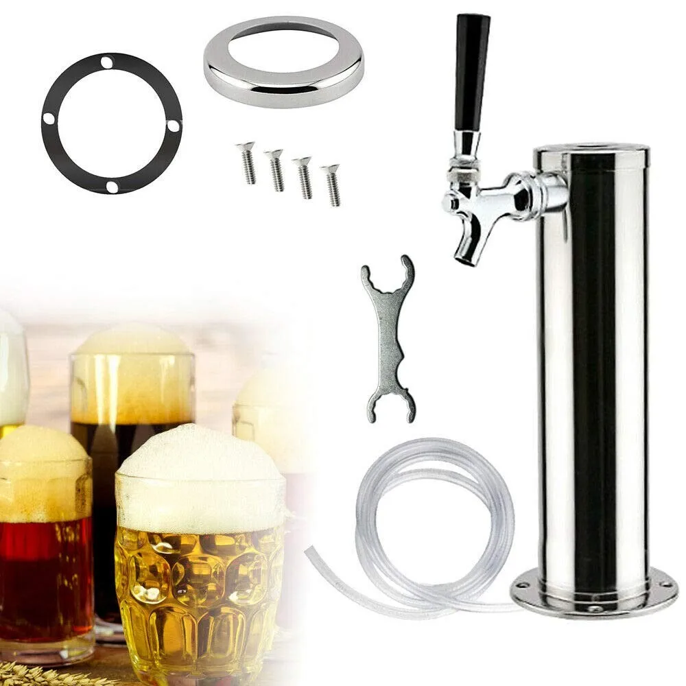

Stainless Steel Draft Beer Tower with Single Tap Faucet and Pre-Assembled Tubing Kegerator Beer Brewing