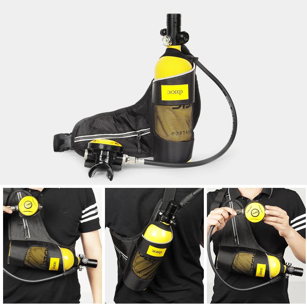 DIDEEP X4000 1L Mini Tank Dive Scuba, respiratore subacqueo da 15-20 Min, Kit subacqueo portatile, profondità dell'acqua fino a 10 metri