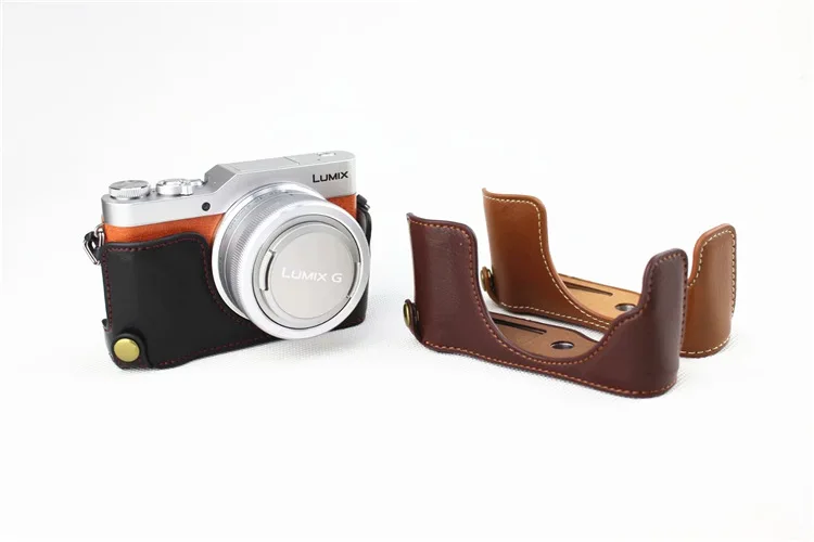 Real Genuine Leather Case Camera Video Bag Half Body Base for Panasonic Lumix GF7 GF8 GF9 GF10 Protective Opening Bottom Cover