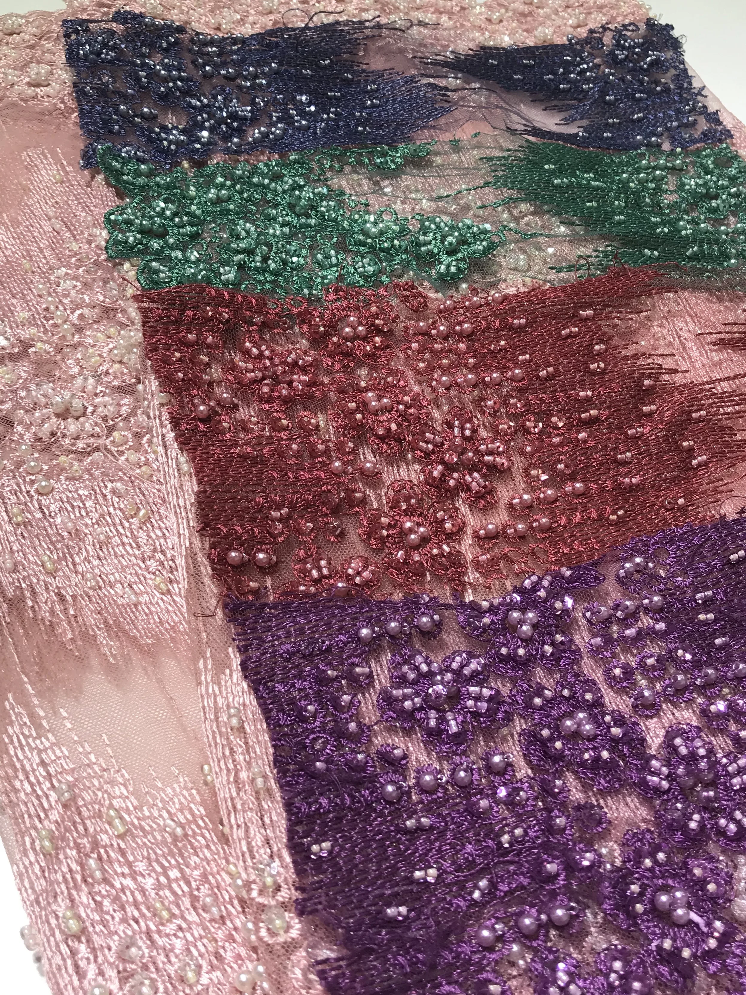 High Quality Luxury Handmade Beaded Sequins Embroidery Tulle Mesh Lace Fabric India Africa Dubai Fabric For Dress