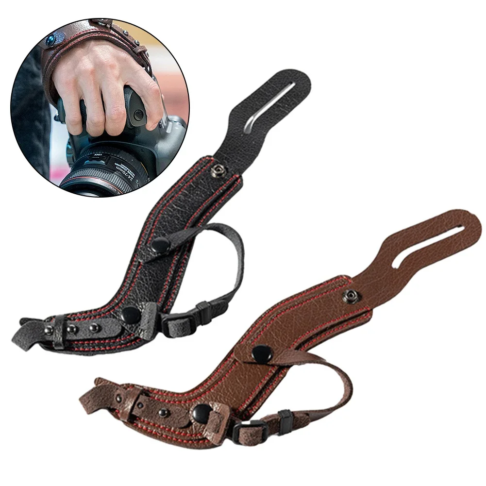 Handschlaufe für Spiegelreflexkamera, Leder-Kamera-Handschlaufe, S-förmig und ergonomisch, wasserdicht, langlebig, Handgriff mit doppeltem Verschluss