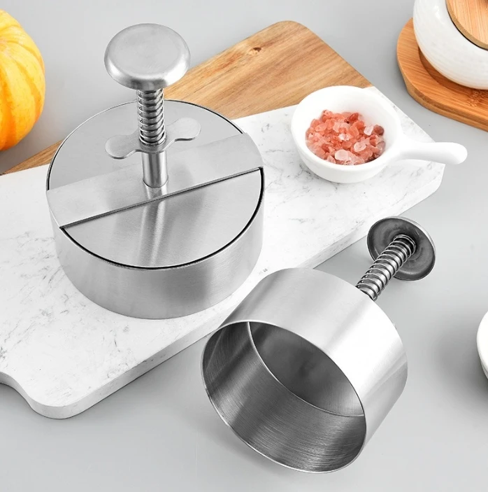 Пресс для бургеров, круглая форма, нержавеющая сталь, антипригарная Регулируемая форма, кухонный инструмент Пресс для бургеров, круглая форма, нержавеющая сталь, антипригарная Регулируемая форма, кухонный инструмент