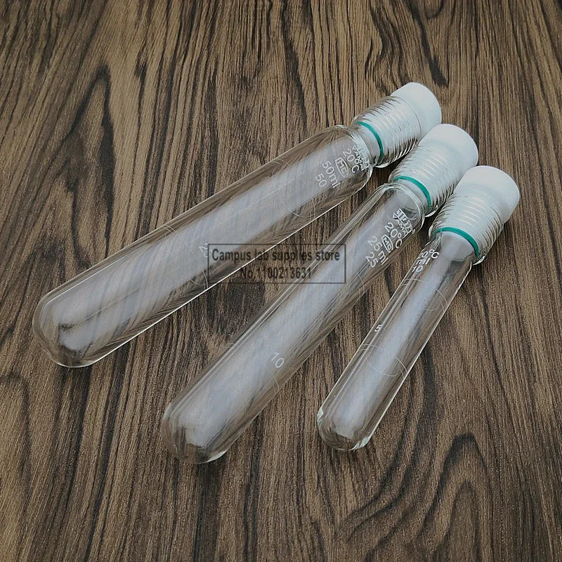 1pcs 5-350ml Glass Pressure Resistant Tube Screw Mouth Colorimetric Tube with Scale Reaction Hydrolysis Tube for Laboratory Use