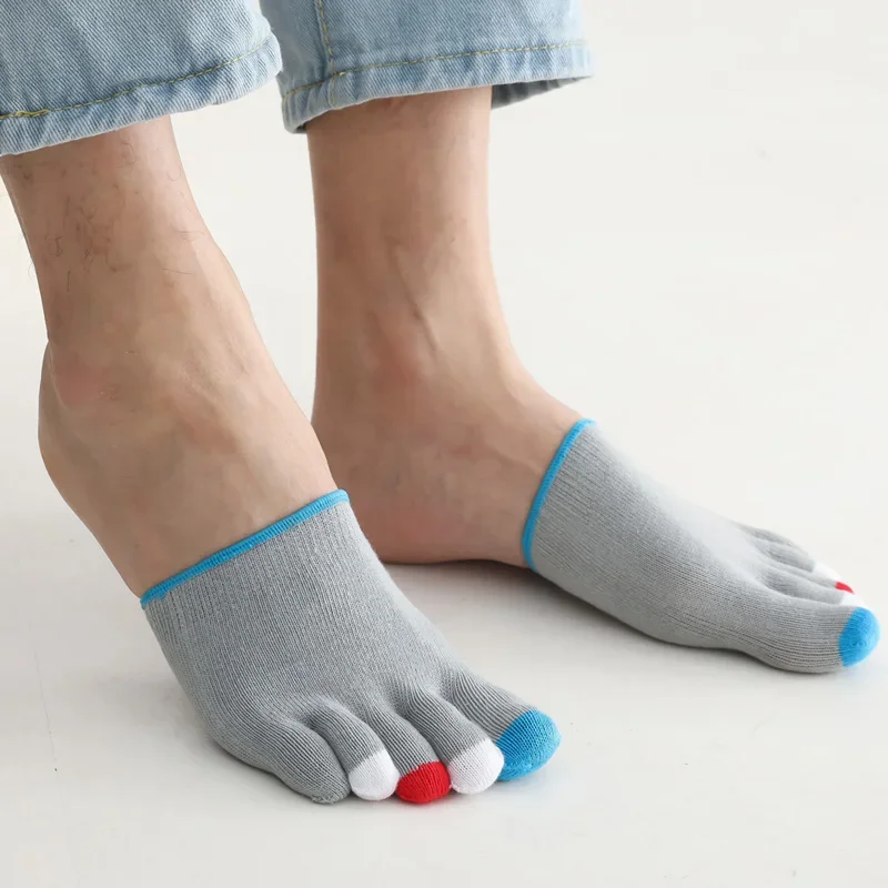 

Men Split Toe Five Finger Hosiery Half Palm Pad Solid Cotton Anti Odor, Sweat Absorption Anti Slip Summer Thin Invisible Socks