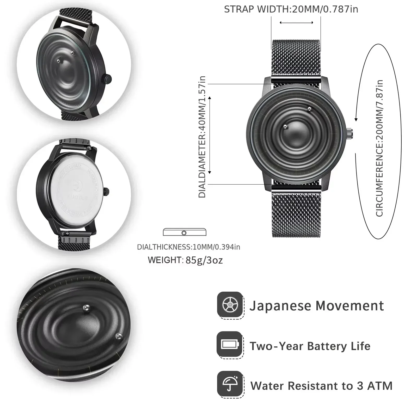 EUTOUR Magnetic Couple Watches: Stainless Steel Quartz Timepieces with Ball Bearings – For Him & Her