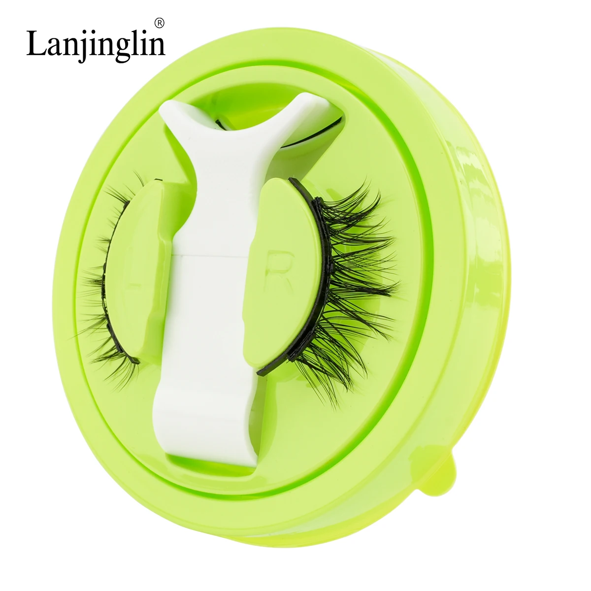 Lanjinglin cílios magnéticos reutilizáveis, 1 par, sem necessidade de cola, magnético 3d com pinça, kit de cílios postiços magnéticos, maquiagem