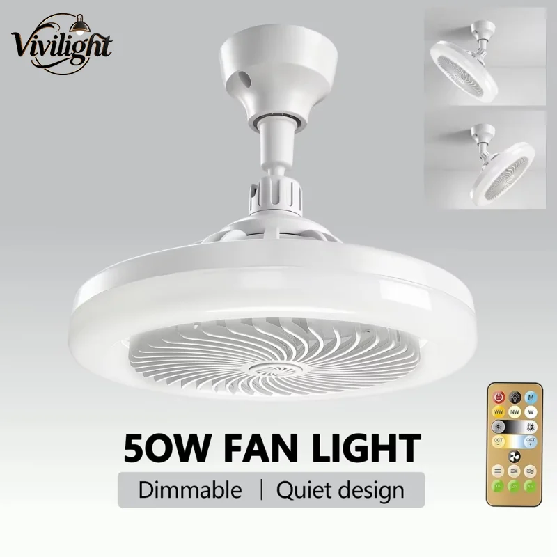 2 In 1 LED Ceiling Fan Light 50W With lamp holder Remote Control 3 Speeds Adjustable and Dimmable Light For Bedroom Living Room